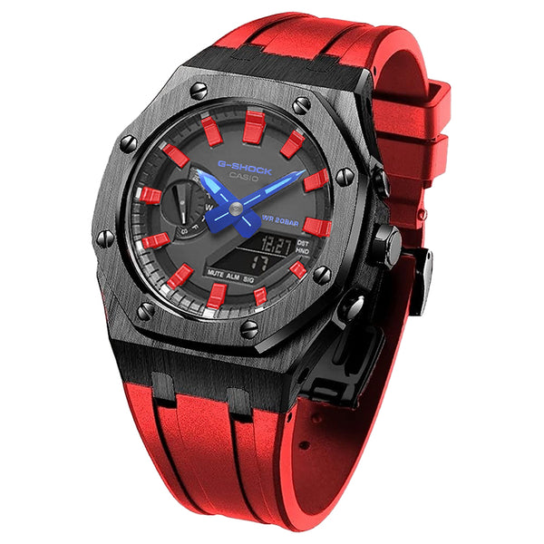 RELOJ G-SHOCK-GA-2100 DEPORTIVO CASUAL OAK RED & BLUE STEEL PARA HOMBRE |G-S-316