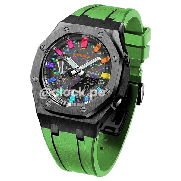 RELOJ G-SHOCK - GA-2100 DEPORTIVO CASUAL OAK GREEN SPARKLE STEEL PARA HOMBRE | G-S-318