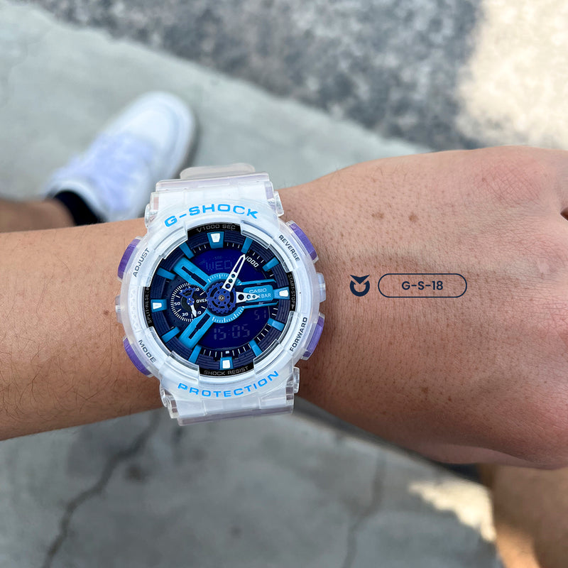 RELOJ G-SHOCK DEPORTIVO TRANSPARENTE AZUL | G-S-18