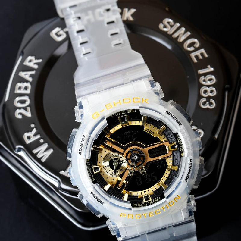 RELOJ G-SHOCK DEPORTIVO TRANSPARENTE CON DORADO | G-S-133