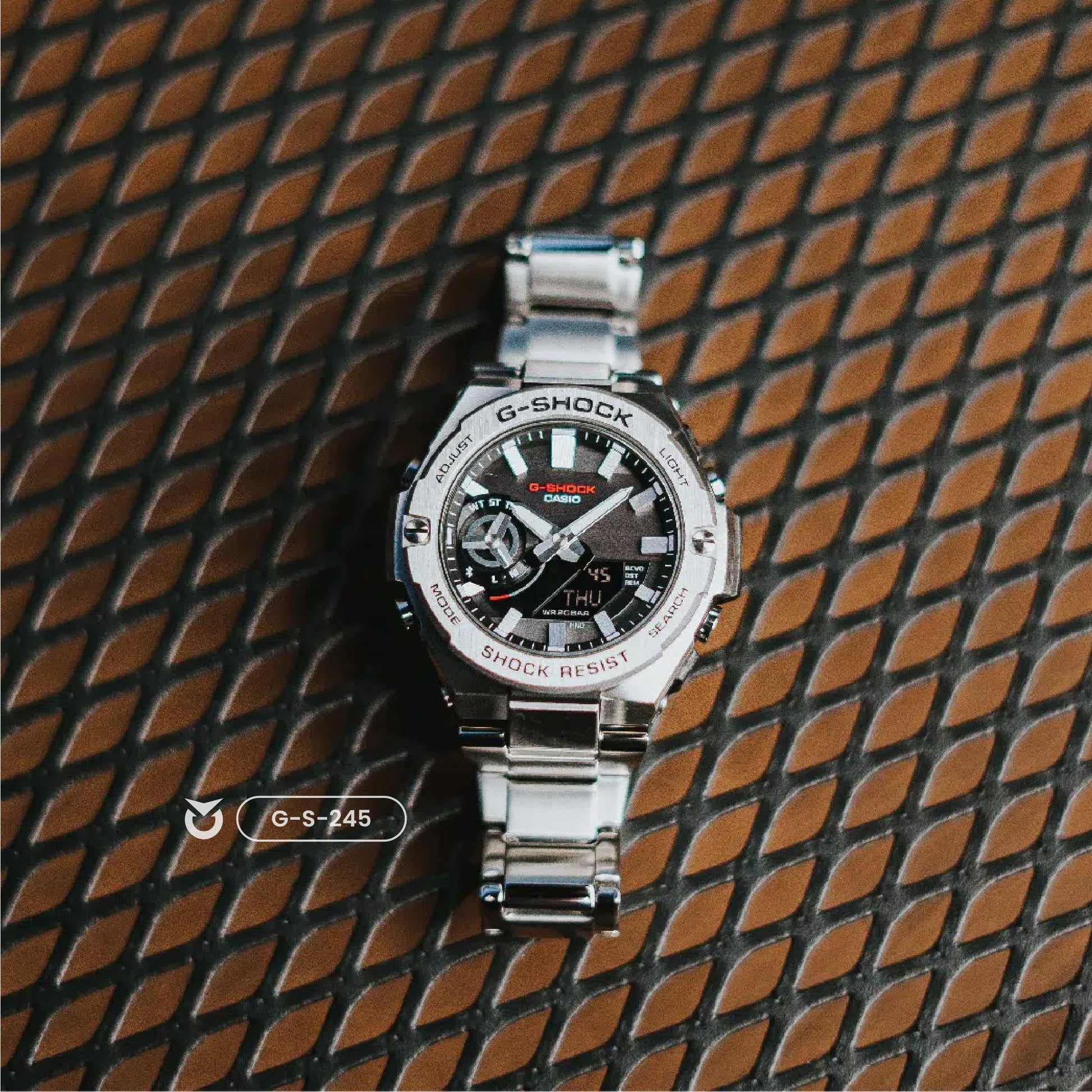 RELOJ G-SHOCK DE ACERO PLATEADO Y NEGRO |  G-S-245 | G-S-252 PARA HOMBRE