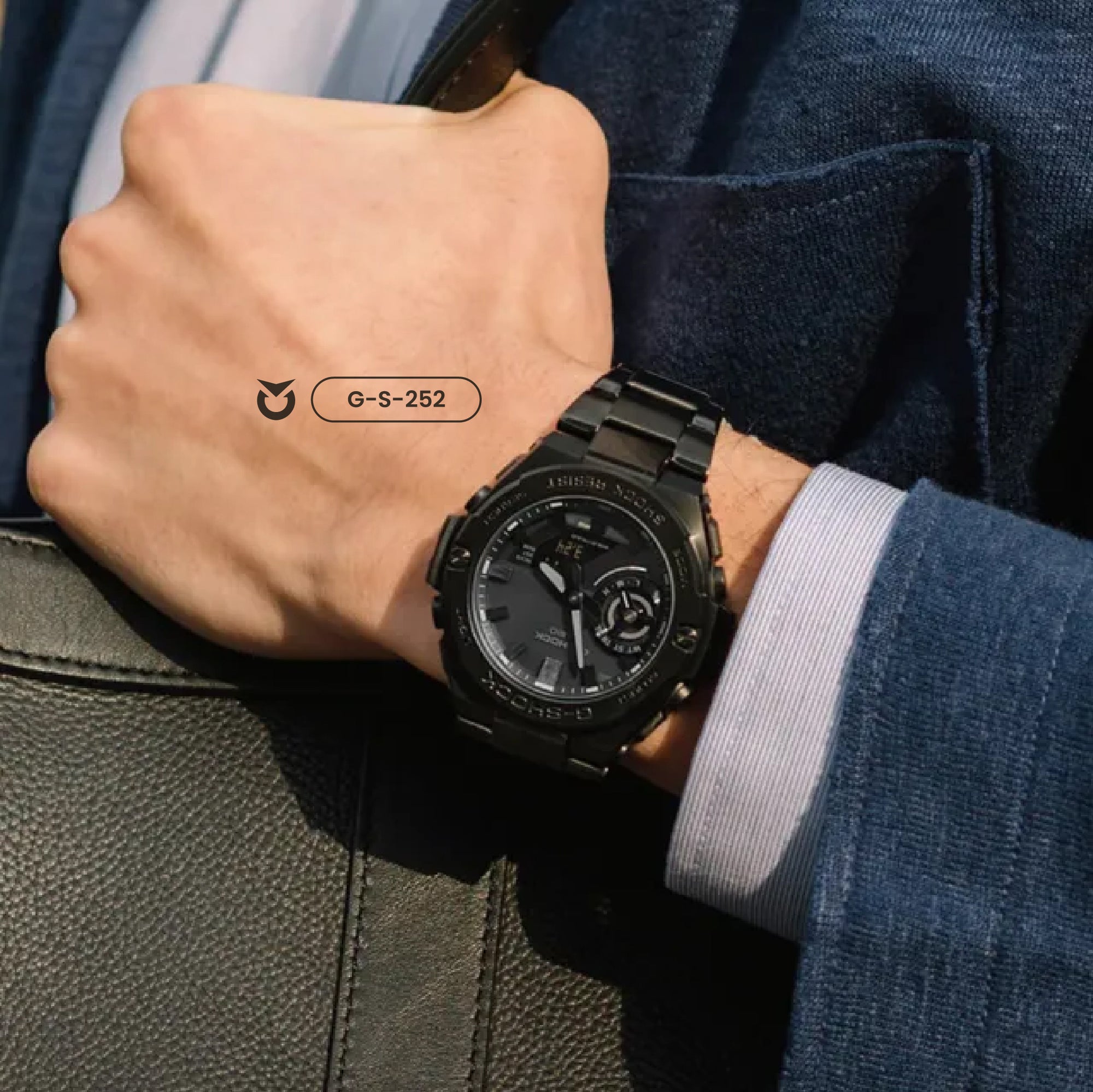 RELOJ G-SHOCK DE ACERO PLATEADO Y NEGRO |  G-S-245 | G-S-252 PARA HOMBRE