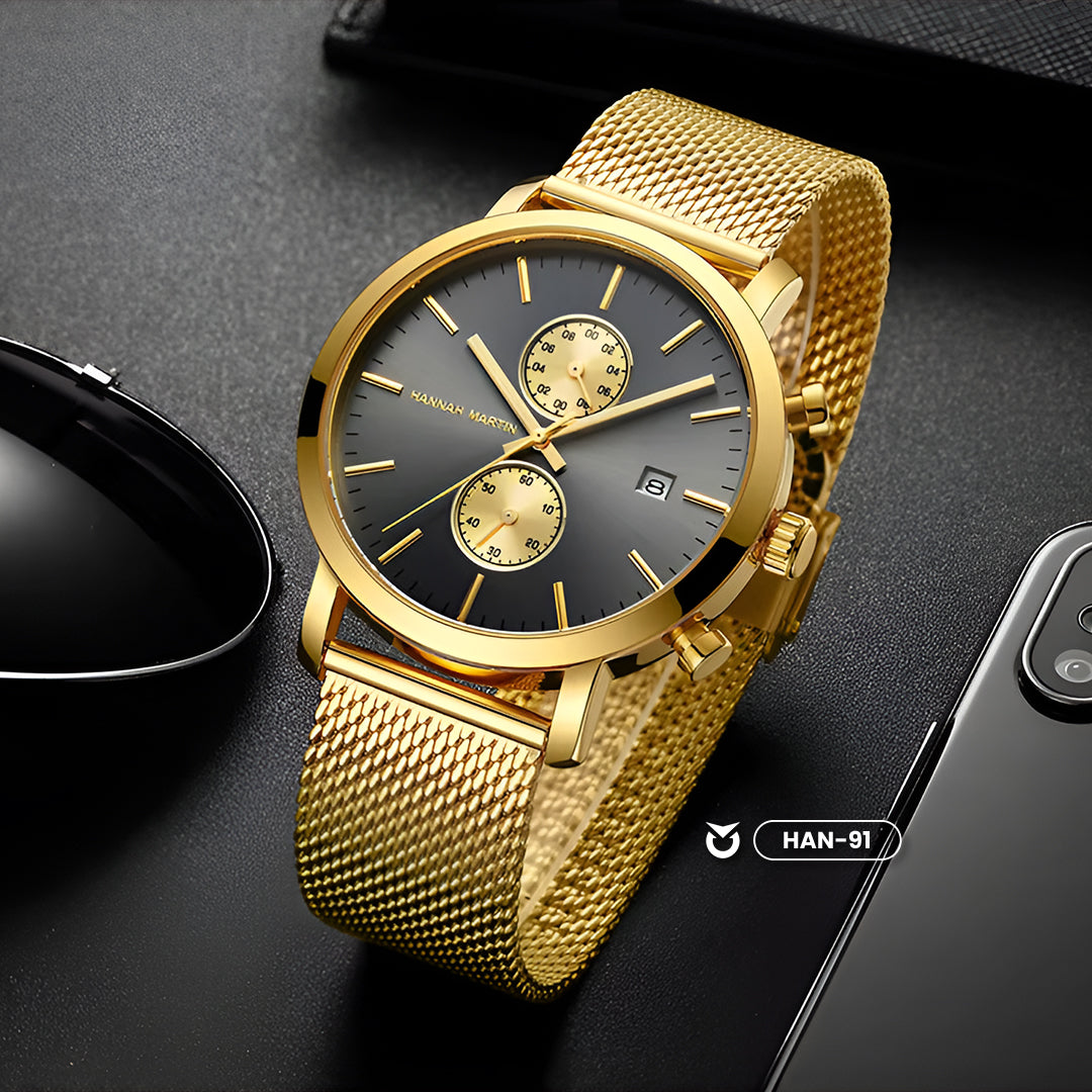 RELOJ HANNAH MARTIN - ELEGANTE AZUL, NEGRO Y DORADO | HAN-16 | HAN-67 ...
