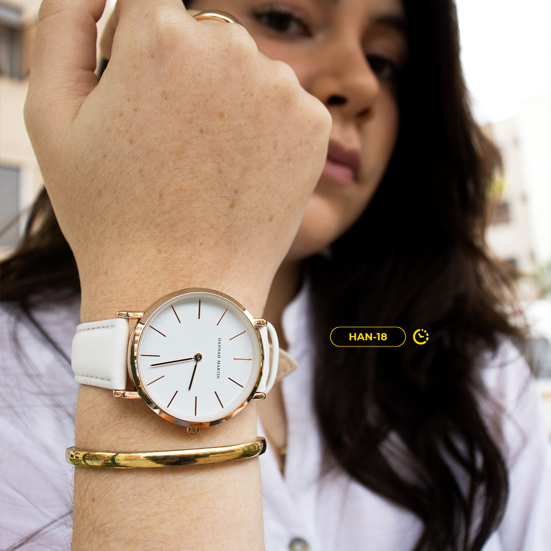 RELOJ HANNAH MARTIN ORIGINAL CASUAL BLANCO DORADO | HAN-18 (3)
