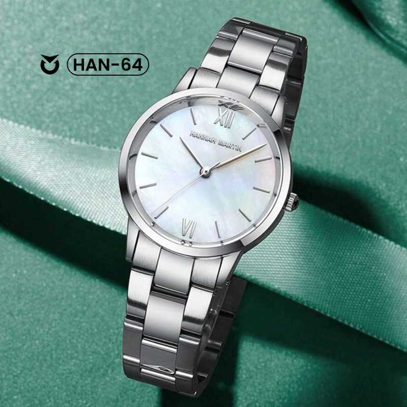 RELOJ HANNAH MARTIN ORIGINAL ELEGANTE PLATEADO | HAN-64 (2)