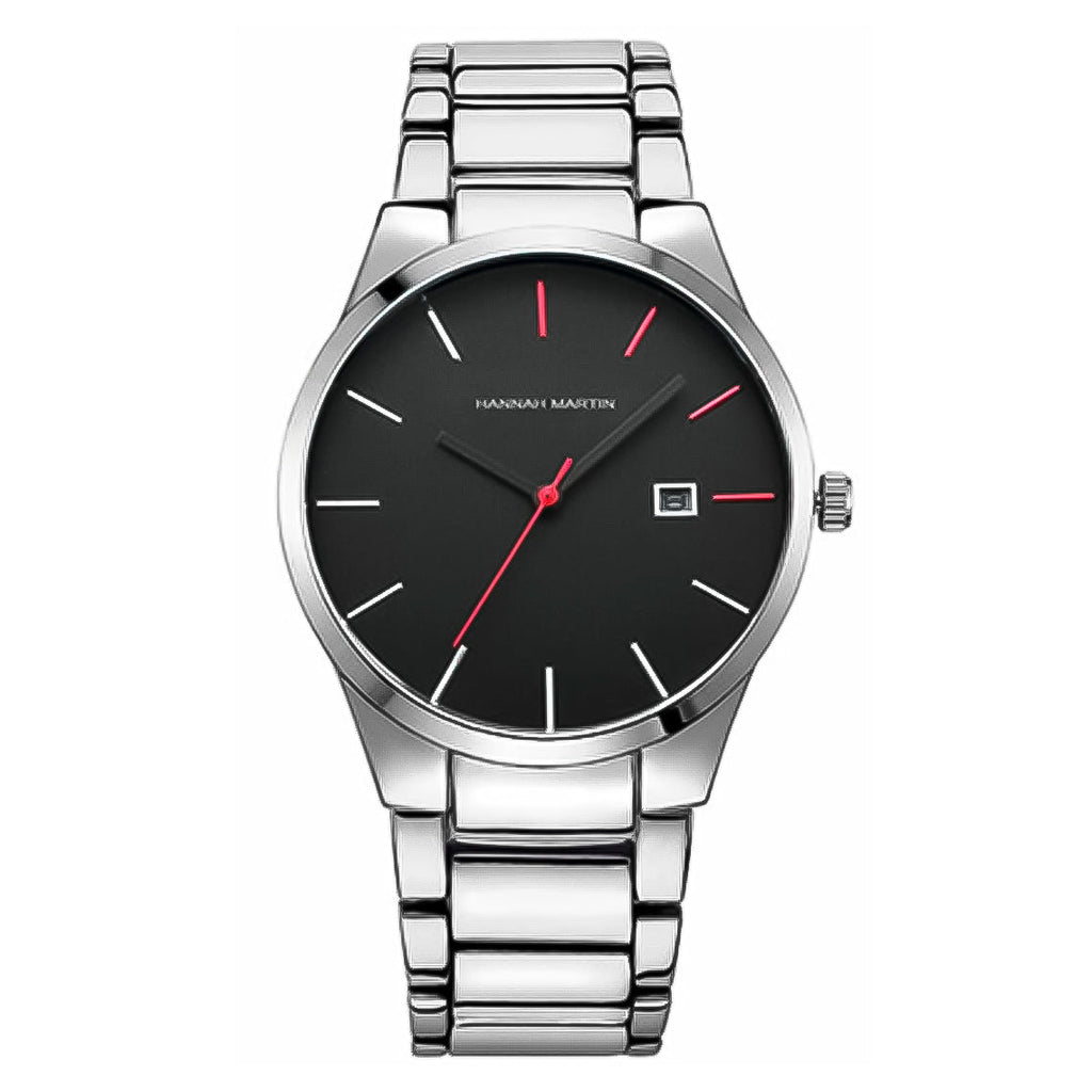 RELOJ HANNAH MARTIN ORIGINAL ELEGANTE PLATEADO Y NEGRO| HAN-26 | HAN-48 | HAN-50 | HAN-52 (4)