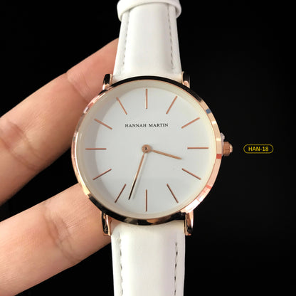 RELOJ HANNAH MARTIN ORIGINAL PARA PAREJA: "BLACK & WHITE LEATHER" | HAN-17/ HAN-18 (3)