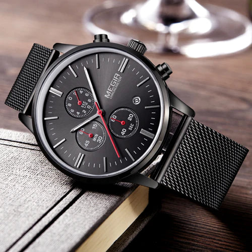 RELOJ MEGIR ORIGINAL - CASUAL DORADO Y NEGRO | MEG-5 - MEG-6 PARA HOMBRE