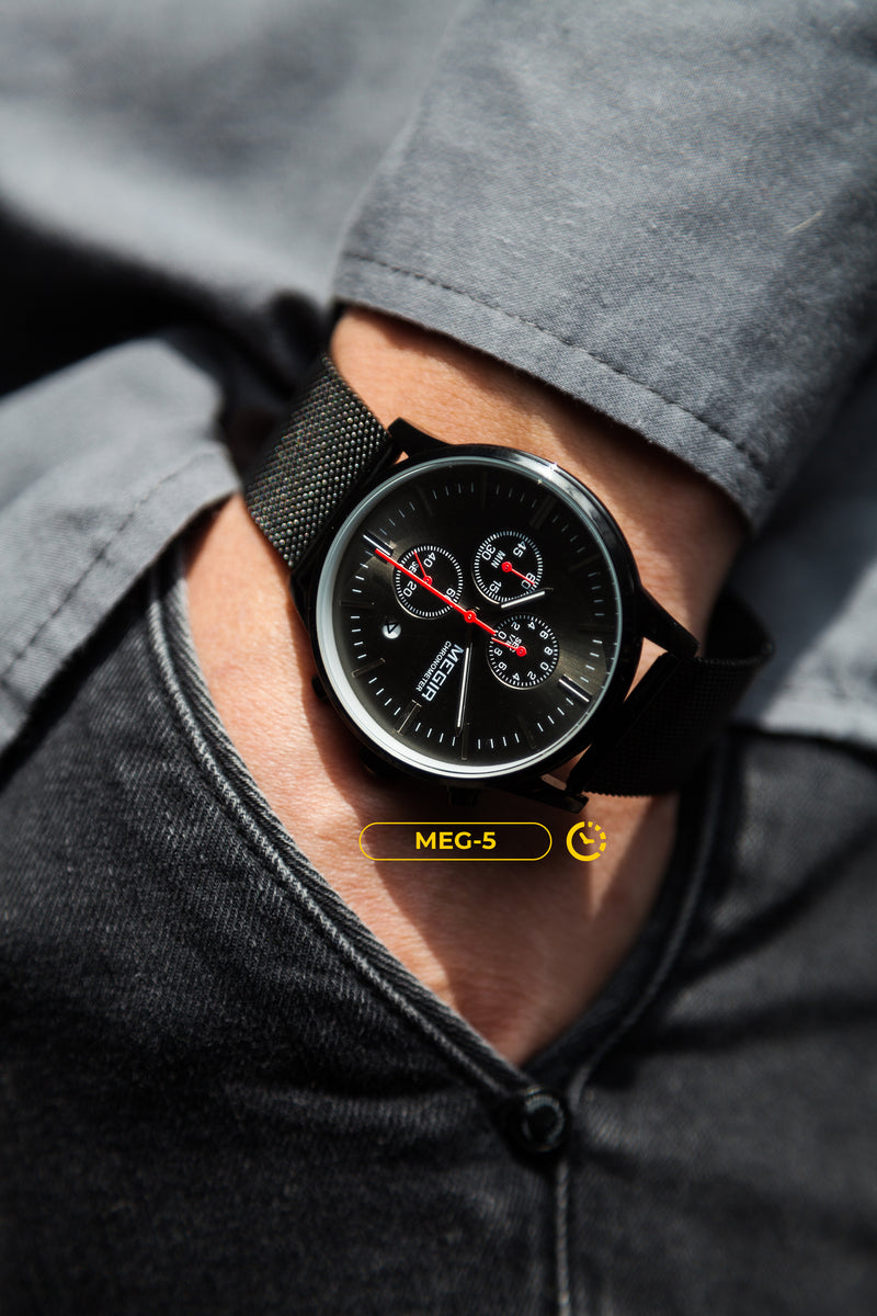 RELOJ MEGIR ORIGINAL - CASUAL DORADO Y NEGRO | MEG-5 - MEG-6 PARA HOMBRE
