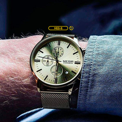 RELOJ MEGIR ORIGINAL - CASUAL DORADO Y NEGRO | MEG-5 - MEG-6 PARA HOMBRE