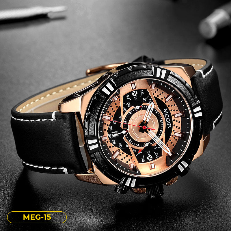 RELOJ MEGIR ORIGINAL - CASUAL NEGRO | MEG-15 PARA HOMBRE