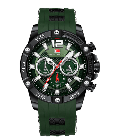 RELOJ MINIFOCUS ORIGINAL  DEPORTIVO VERDE Y ROJO MF0290G  PARA HOMBRE | MIN-6 | MIN-20
