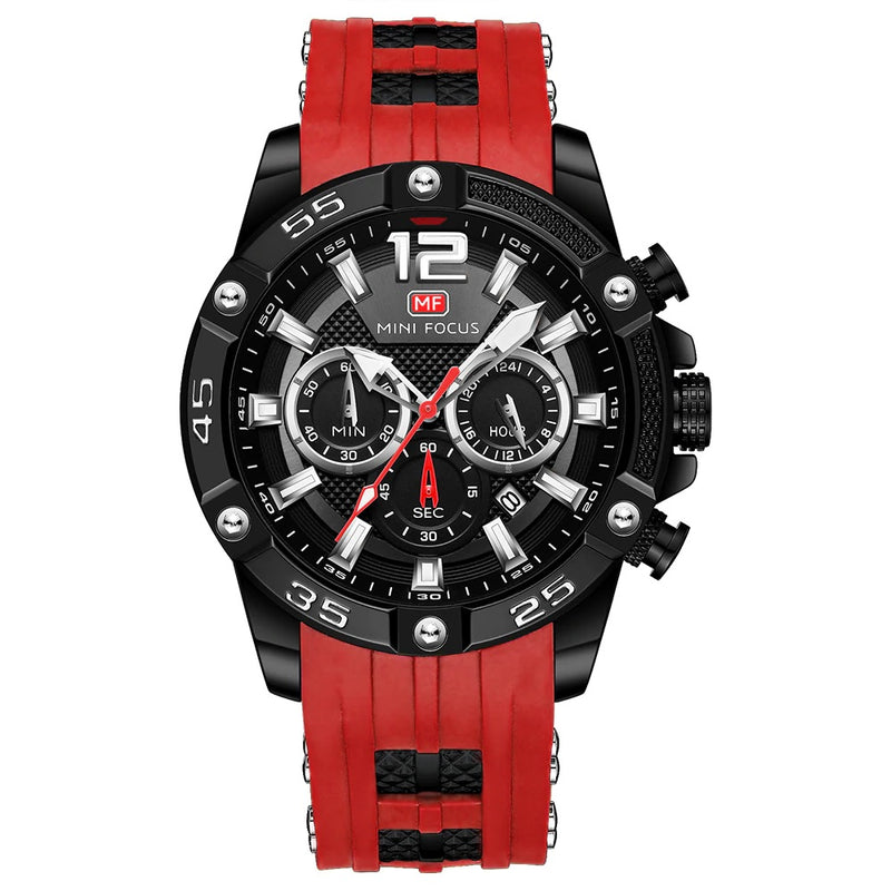 RELOJ MINIFOCUS ORIGINAL  DEPORTIVO VERDE Y ROJO MF0290G  PARA HOMBRE  | MIN-6 | MIN-20
