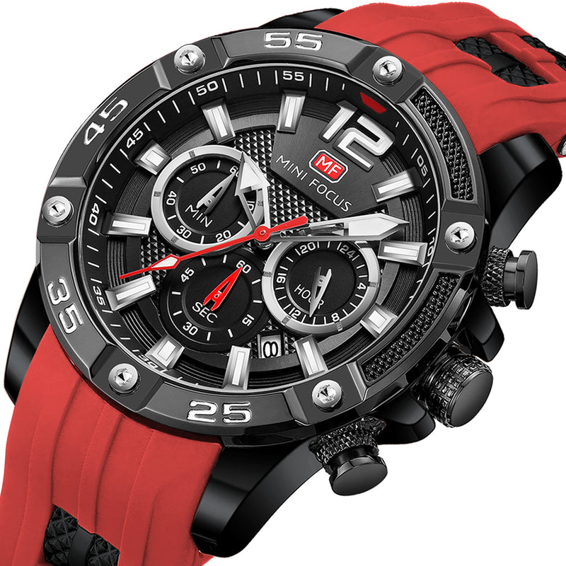 RELOJ MINIFOCUS ORIGINAL  DEPORTIVO VERDE Y ROJO MF0290G PARA HOMBRE | MIN-6 | MIN-20