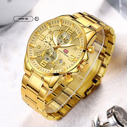 RELOJ MINIFOCUS ORIGINAL ELEGANTES DORADO MF0278G PARA HOMBRE | MIN-15 | MIN-16