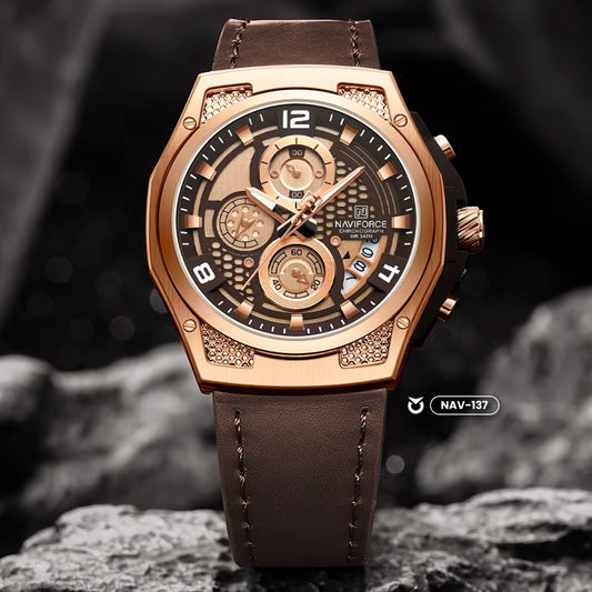 RELOJ NAVIFORCE NF8051L ORIGINAL CASUAL NEGRO Y MARRON | NAV-135, NAV-136, NAV-137 PARA HOMBRE