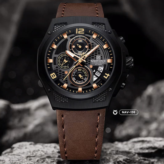 RELOJ NAVIFORCE NF8051L ORIGINAL CASUAL NEGRO Y MARRON | NAV-135, NAV-136, NAV-137 PARA HOMBRE