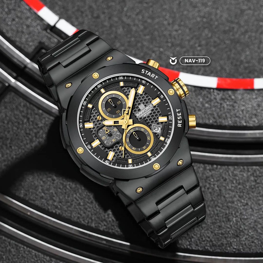 RELOJ NAVIFORCE NF8072 ORIGINAL ELEGANTEN NEGRO Y PLATEADO  | NAV-119, NAV-120, NAV-121, NAV-122 PARA HOMBRE