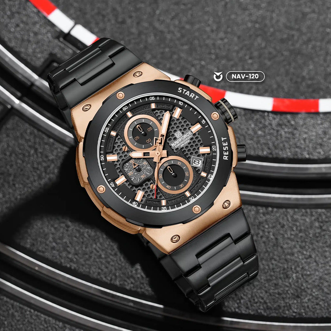 RELOJ NAVIFORCE NF8072 ORIGINAL ELEGANTEN NEGRO Y PLATEADO  | NAV-119, NAV-120, NAV-121, NAV-122 PARA HOMBRE