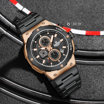 RELOJ NAVIFORCE NF8072 ORIGINAL ELEGANTEN NEGRO Y PLATEADO  | NAV-119, NAV-120, NAV-121, NAV-122 PARA HOMBRE
