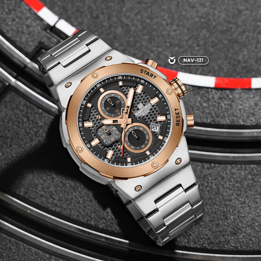 RELOJ NAVIFORCE NF8072 ORIGINAL ELEGANTEN NEGRO Y PLATEADO  | NAV-119, NAV-120, NAV-121, NAV-122 PARA HOMBRE