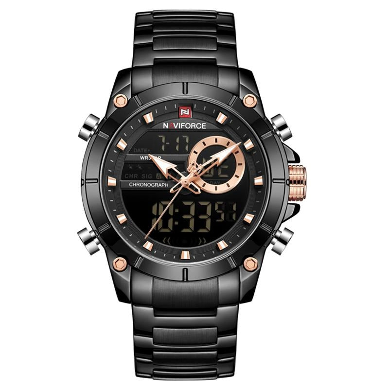 RELOJ NAVIFORCE ORGINAL - ELEGANTE DORADO Y NEGRO PARA HOMBRE  NF9163 | NAV-18 | NAV-19