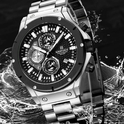 RELOJ NAVIFORCE ORIGINAL - ELEGANTENF NEGRO PLATEADO Y VERDE 8051  | NAV-105, NAV-106, NAV-107 PARA HOMBRE
