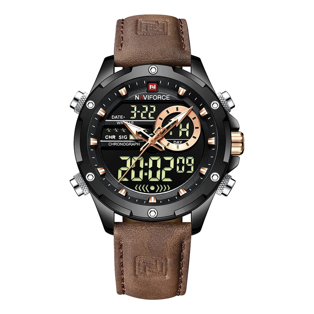 RELOJ NAVIFORCE ORIGINAL CASUAL MARRÓN Y NEGRO | NAV-112 | NAV-113