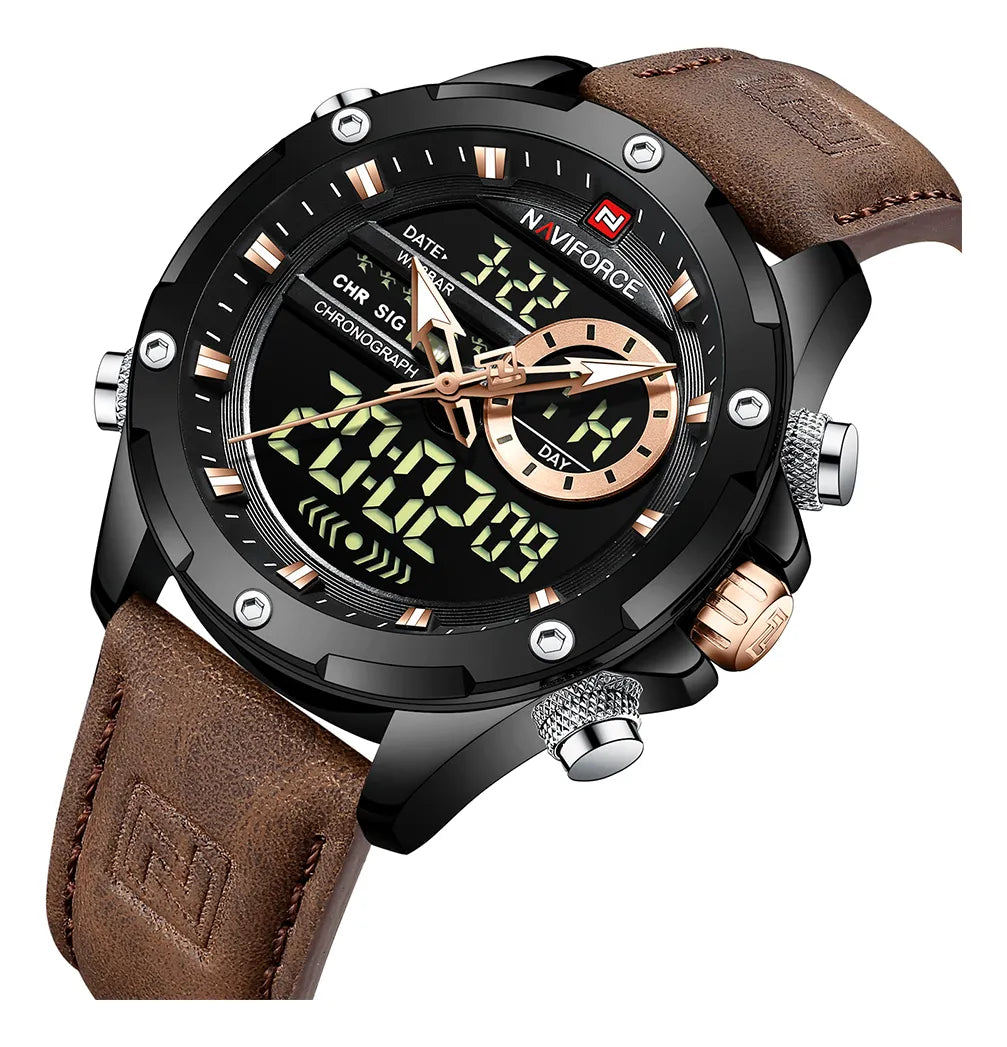 RELOJ NAVIFORCE ORIGINAL CASUAL MARRÓN Y NEGRO | NAV-112 | NAV-113 (1)