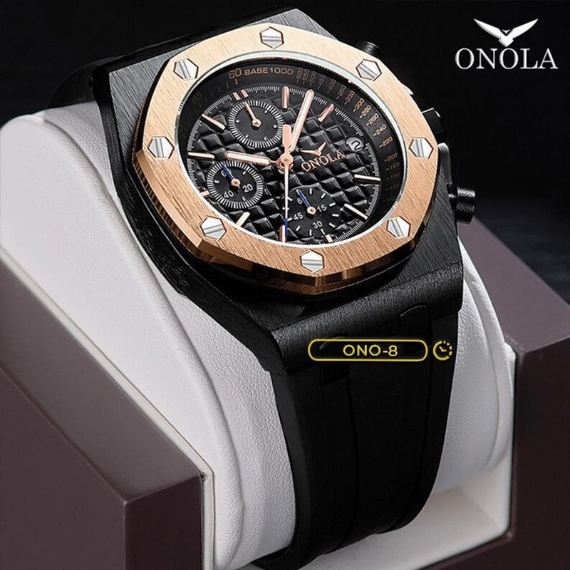 RELOJ ONOLA ORIGINAL CASUAL ELEGANTE NEGRO ORO | ONO-8 (2)