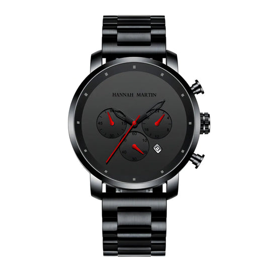 RELOJ ORIGINAL HANNAH MARTIN - CASUAL Y ELEGANTE - NEGRO - ROJO | HAN-66