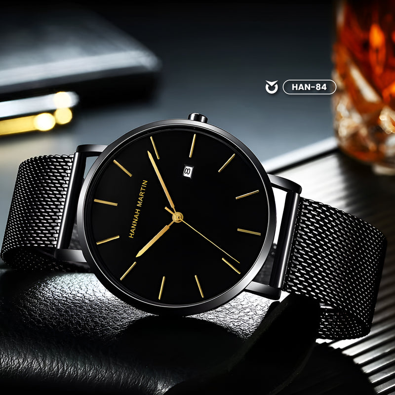 RELOJ ORIGINAL HANNAH MARTIN - ELEGANTE Y CASUAL - NEGRO,  AZUL Y DORADO | HAN-85 | HAN-86 | HAN-87 | HAN-84 PARA HOMBRE