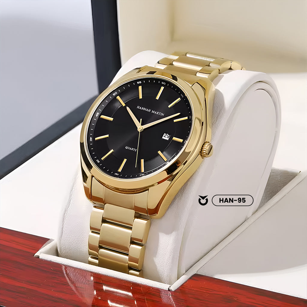 RELOJ ORIGINAL HANNAH MARTIN - ELEGANTE Y CASUAL - NEGRO, DORADO Y PLATEADO | HAN-94 | HAN-95 | HAN-96 PARA HOMBRE
