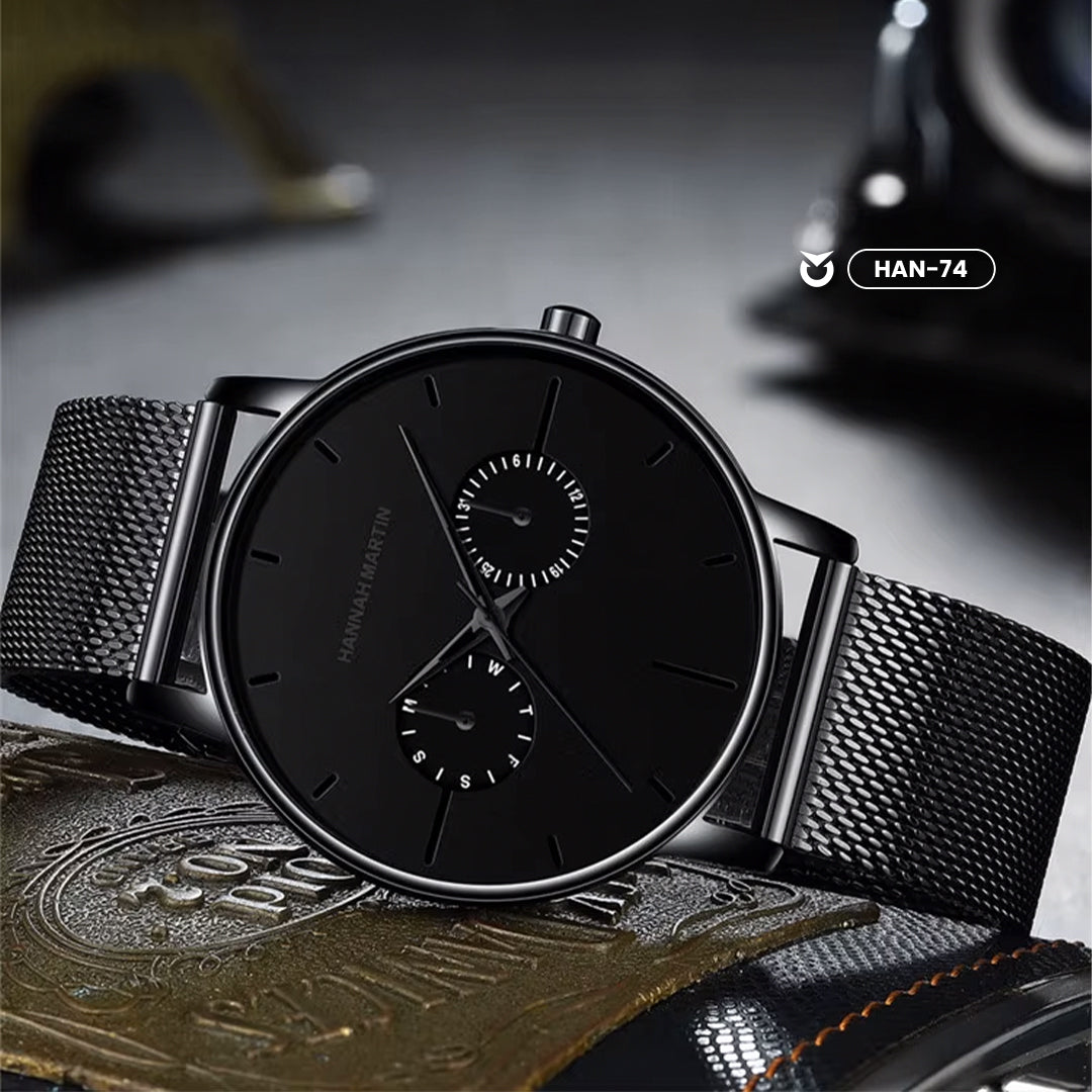 RELOJ ORIGINAL HANNAH MARTIN - ELEGANTE Y CASUAL - NEGRO, MARRON Y PLATEADO | HAN-73 | HAN-74 | HAN-75 | HAN-76 | HAN-77 | HAN-78 PARA HOMBRE