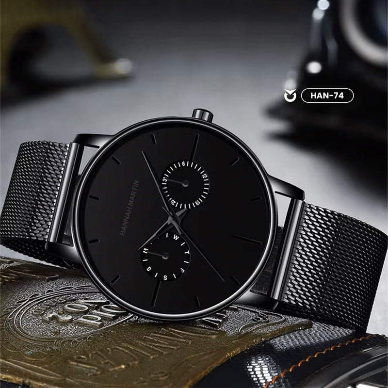 RELOJ ORIGINAL HANNAH MARTIN - ELEGANTE Y CASUAL - NEGRO, MARRON Y PLATEADO | HAN-73 | HAN-74 | HAN-75 | HAN-76 | HAN-77 | HAN-78 PARA HOMBRE