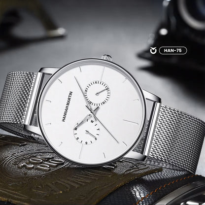 RELOJ ORIGINAL HANNAH MARTIN - ELEGANTE Y CASUAL - NEGRO, MARRON Y PLATEADO | HAN-73 | HAN-74 | HAN-75 | HAN-76 | HAN-77 | HAN-78 PARA HOMBRE