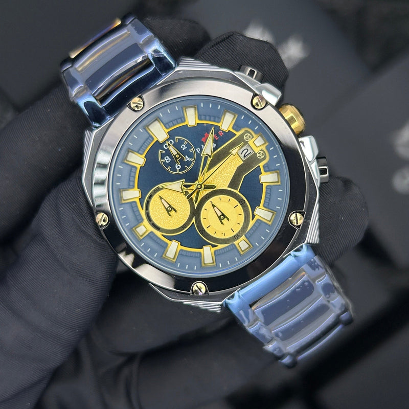 RELOJ PANZER ORIGINAL - ELEGANTE AZUL DORADO PARA HOMBRE | PAN-16, PAN-17, PAN-18