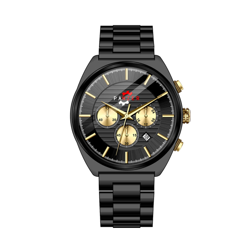 RELOJ PANZER ORIGINAL - ELEGANTE PLATEADO NEGRO Y DORADO PARA HOMBRE | PAN-4, PAN-5, PAN-6