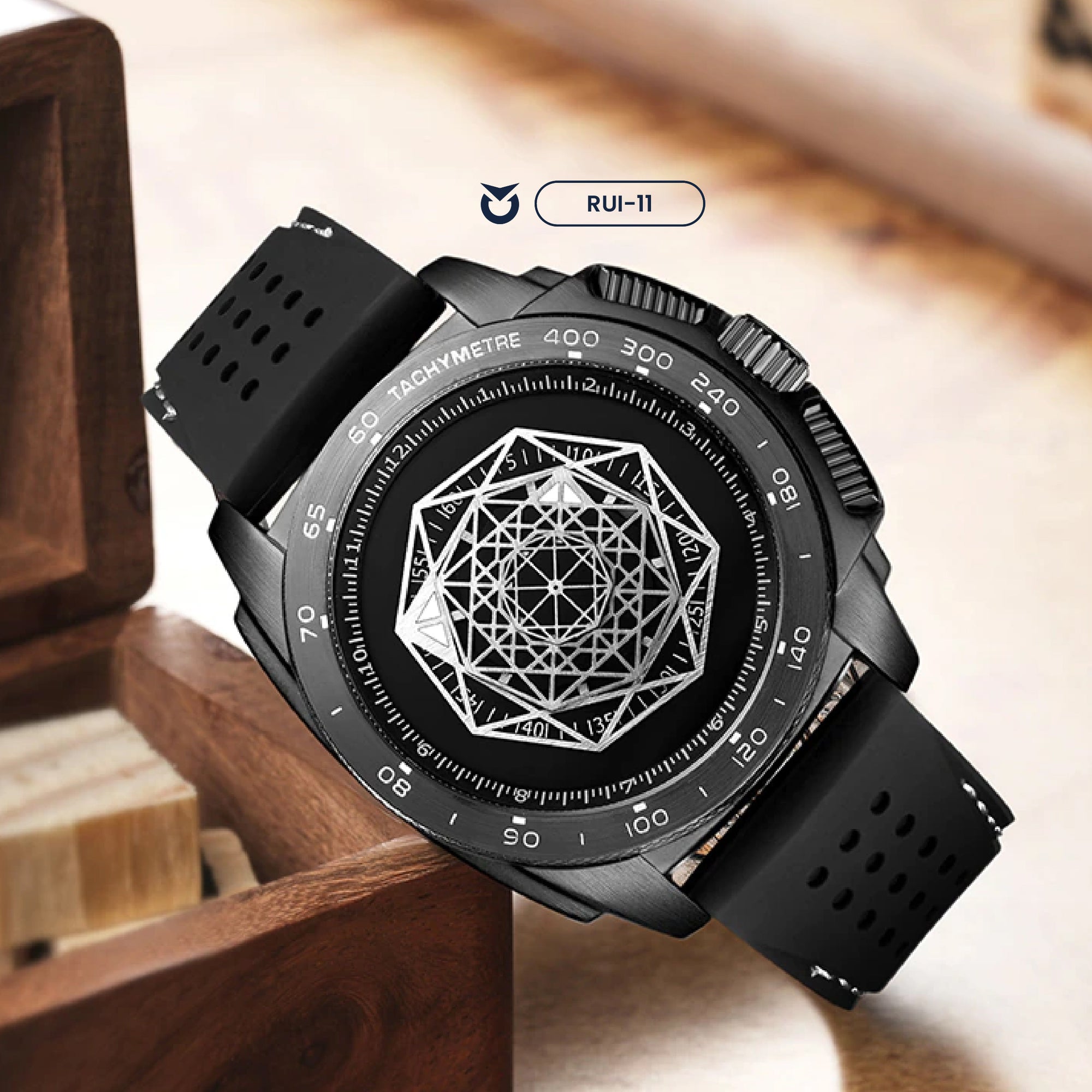 RELOJ RUIMAS ORIGINAL- CASUAL NEGRO Y DORADO PARA HOMBRE 533G | RUI-10 | RUI-11 | RUI-1 (8)