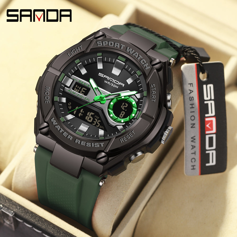 RELOJ SANDA ORIGINAL - CASUAL NEGRO Y VERDE PARA HOMBRE |  SAN-110 | SAN-111 | SAN-112