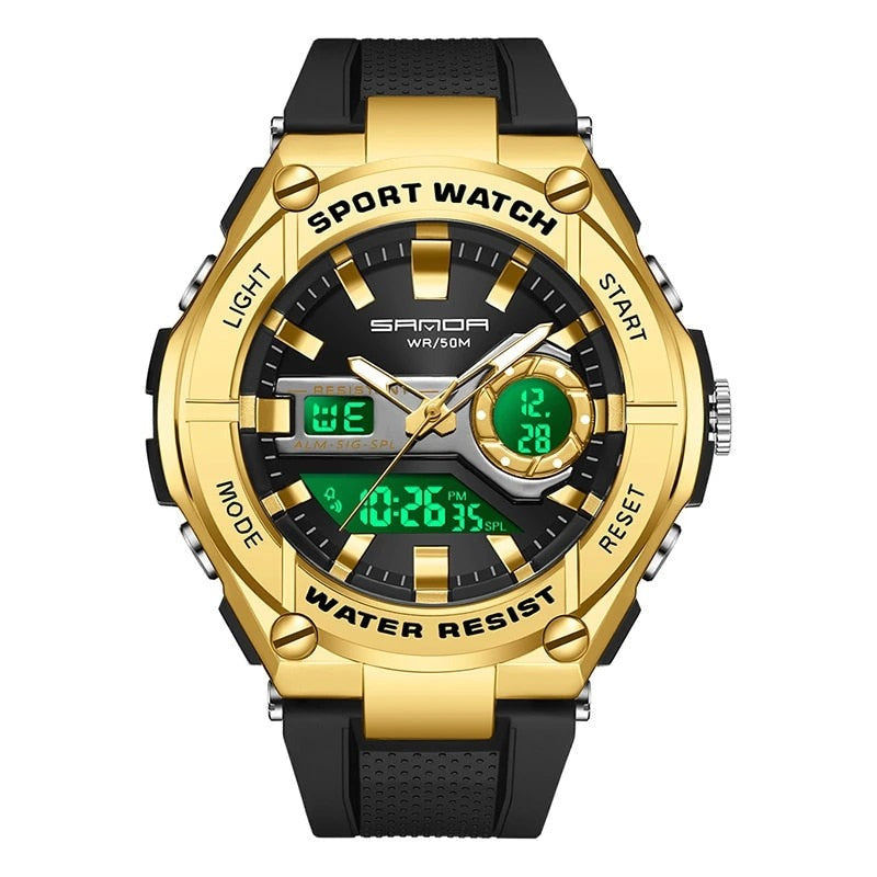 RELOJ SANDA ORIGINAL - DEPORTIVO NEGRO CON DORADO PARA HOMBRE | SAN-111