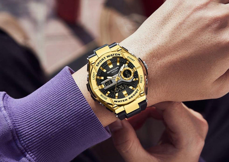 RELOJ SANDA ORIGINAL - DEPORTIVO NEGRO CON DORADO PARA HOMBRE | SAN-111