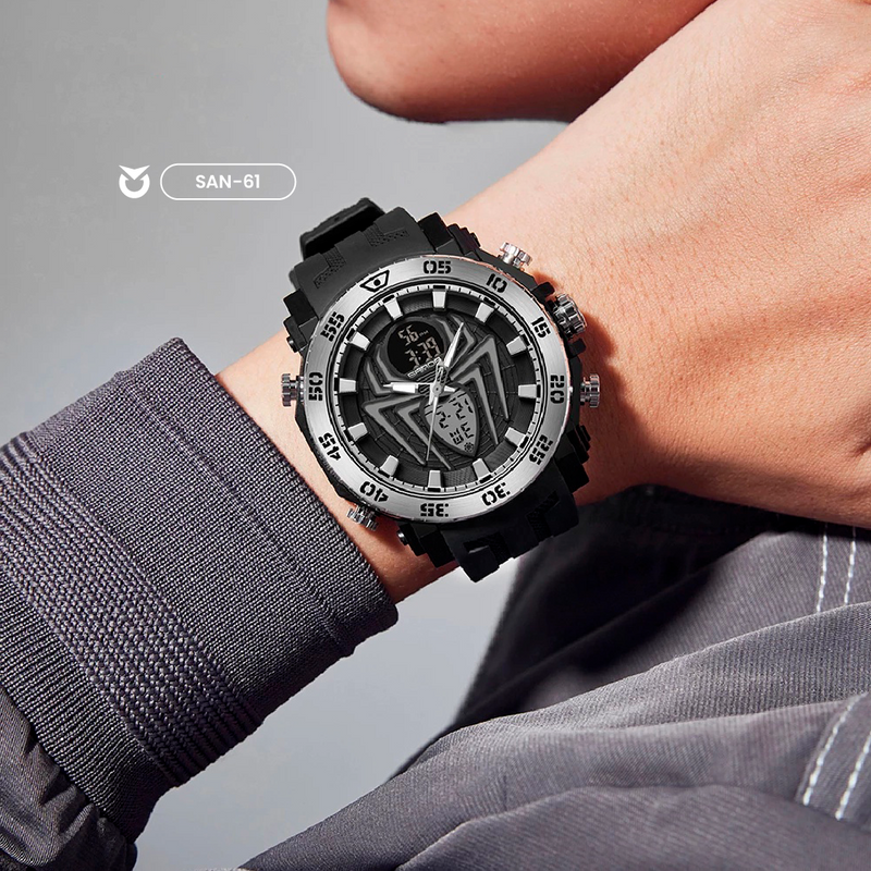 RELOJ SANDA ORIGINAL CASUAL NEGRO ARAÑA  PARA HOMBRE | SAN-60 | SAN-61