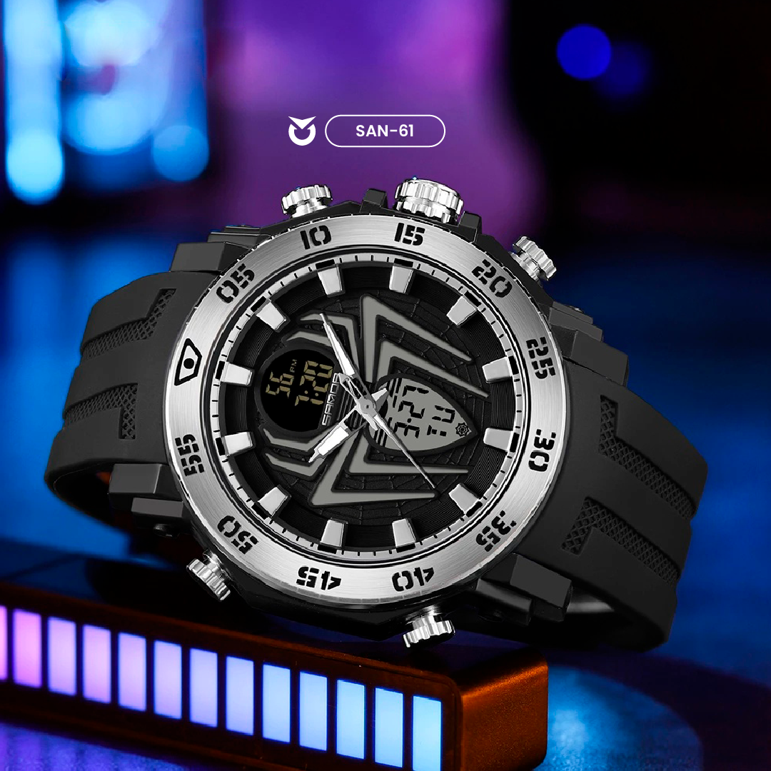 RELOJ SANDA ORIGINAL CASUAL NEGRO ARAÑA PARA HOMBRE  | SAN-60 | SAN-61