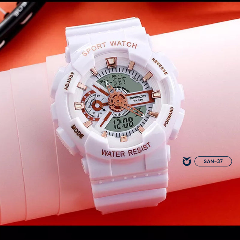 RELOJ SANDA ORIGINAL DEPORTIVO NEGRO Y BLANCO PARA MUJER | SAN-36 | SAN-37