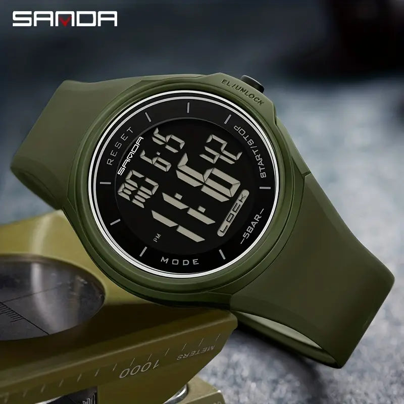 RELOJ SANDA ORIGINAL DEPORTIVO NEGRO Y VERDE PARA HOMBRE 2131 | SAN-76 - SAN-77