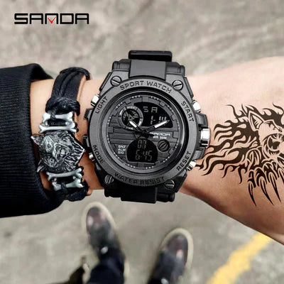 RELOJ SANDA ORIGINAL DEPORTIVO NEGRO Y VERDE PARA HOMBRE 739 | SAN-1 | SAN-5 | SAN-12