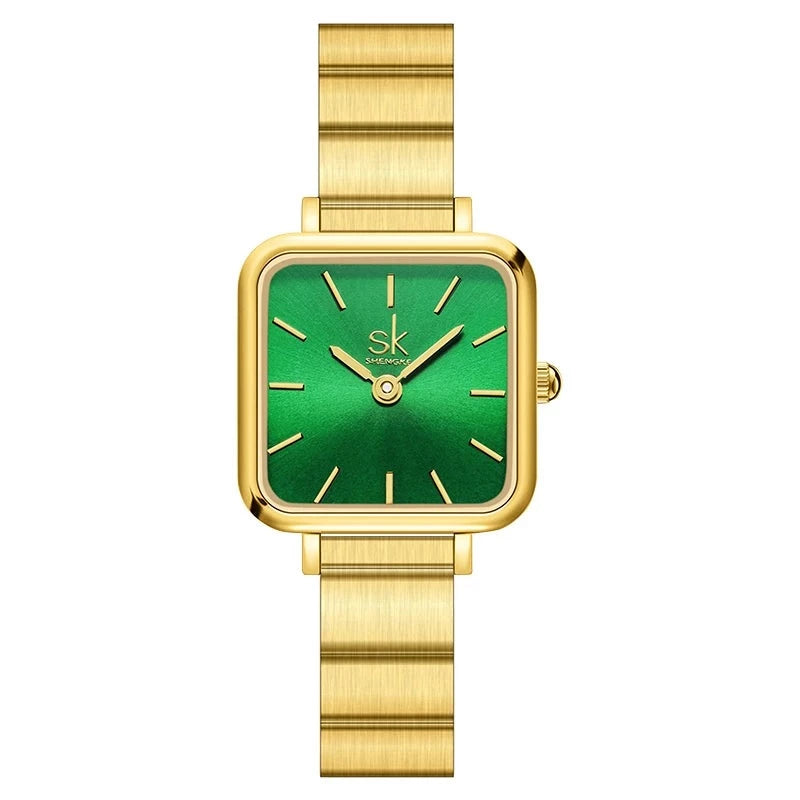RELOJ SHENGKE ORIGINAL - ELEGANTE Y CASUAL -  GREEN & GOLD | SHE-1