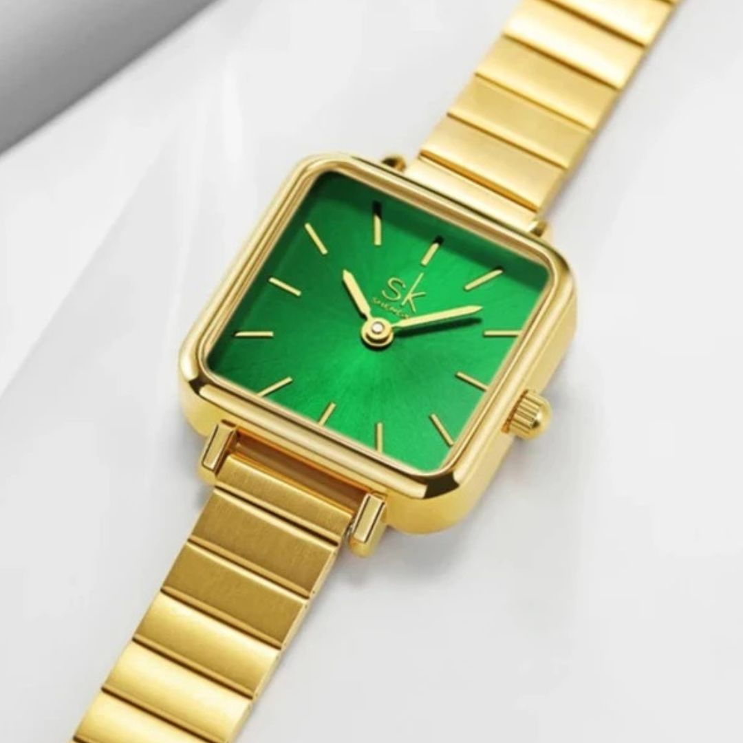 RELOJ SHENGKE ORIGINAL - ELEGANTE Y CASUAL -  GREEN & GOLD | SHE-1