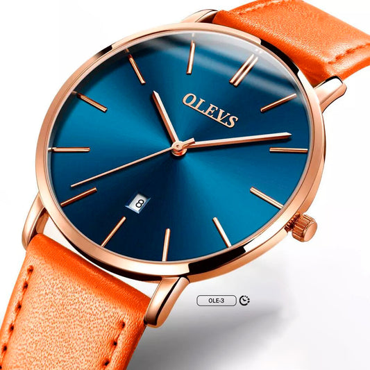 RELOJ OLEVS ORIGINAL MARRÓN CARAMELO AZUL CLÁSICO ORIGINAL | OLE-3